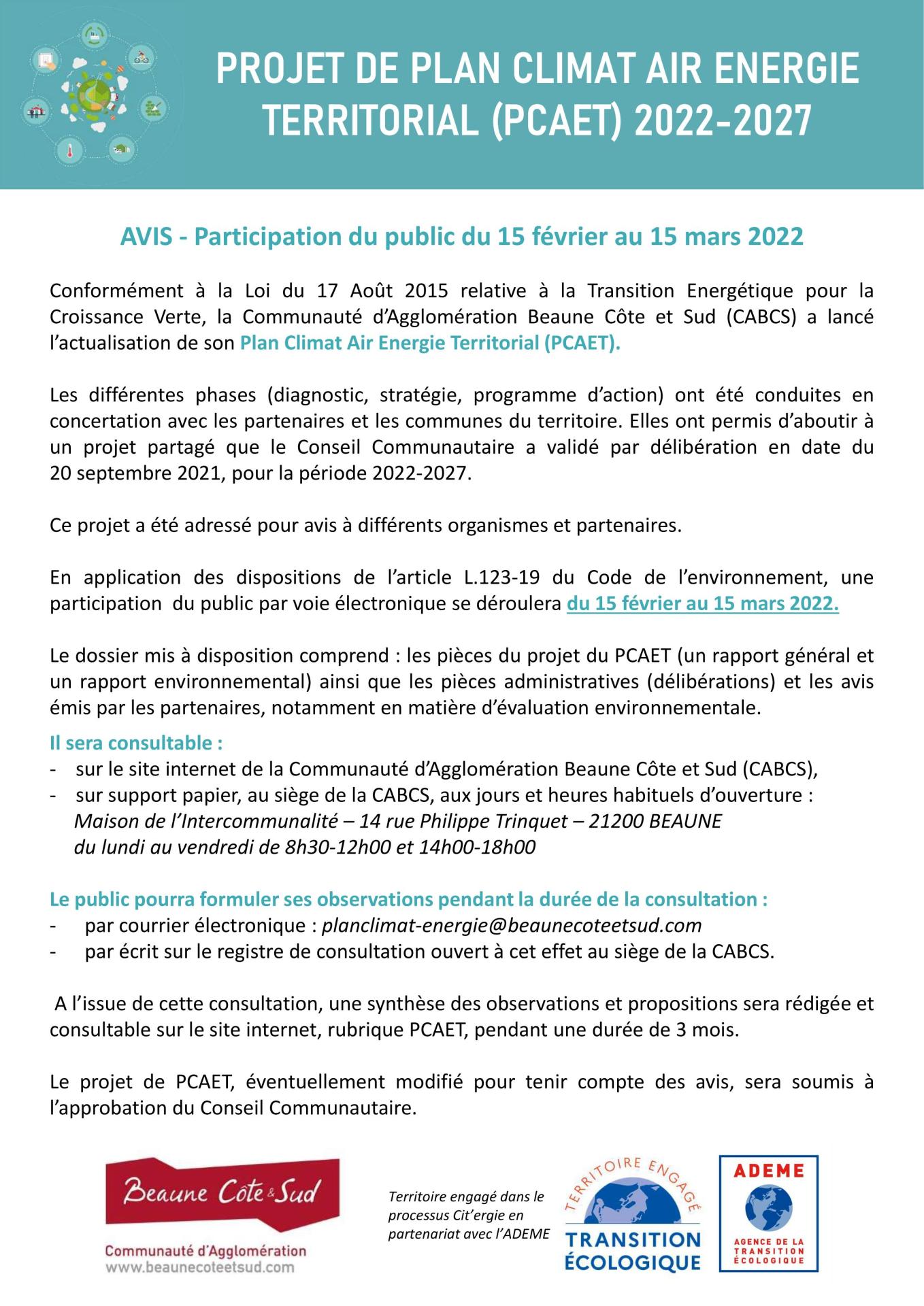 affiche PCAET 2022-2027